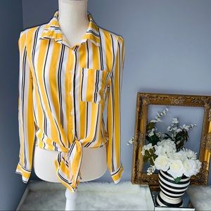 Black & Yellow Striped Top, size S